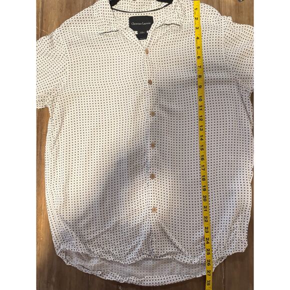 Christian Lacroix Men’s M Short Sleeve Button-Up Shirt GeoPrint Shirt White - Picture 6 of 8